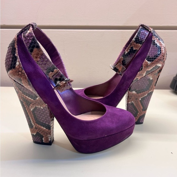 MADE IN ITALY SEBASTIAN Purple Snakeskin Women's Heels real python leather - Picture 13 of 14
